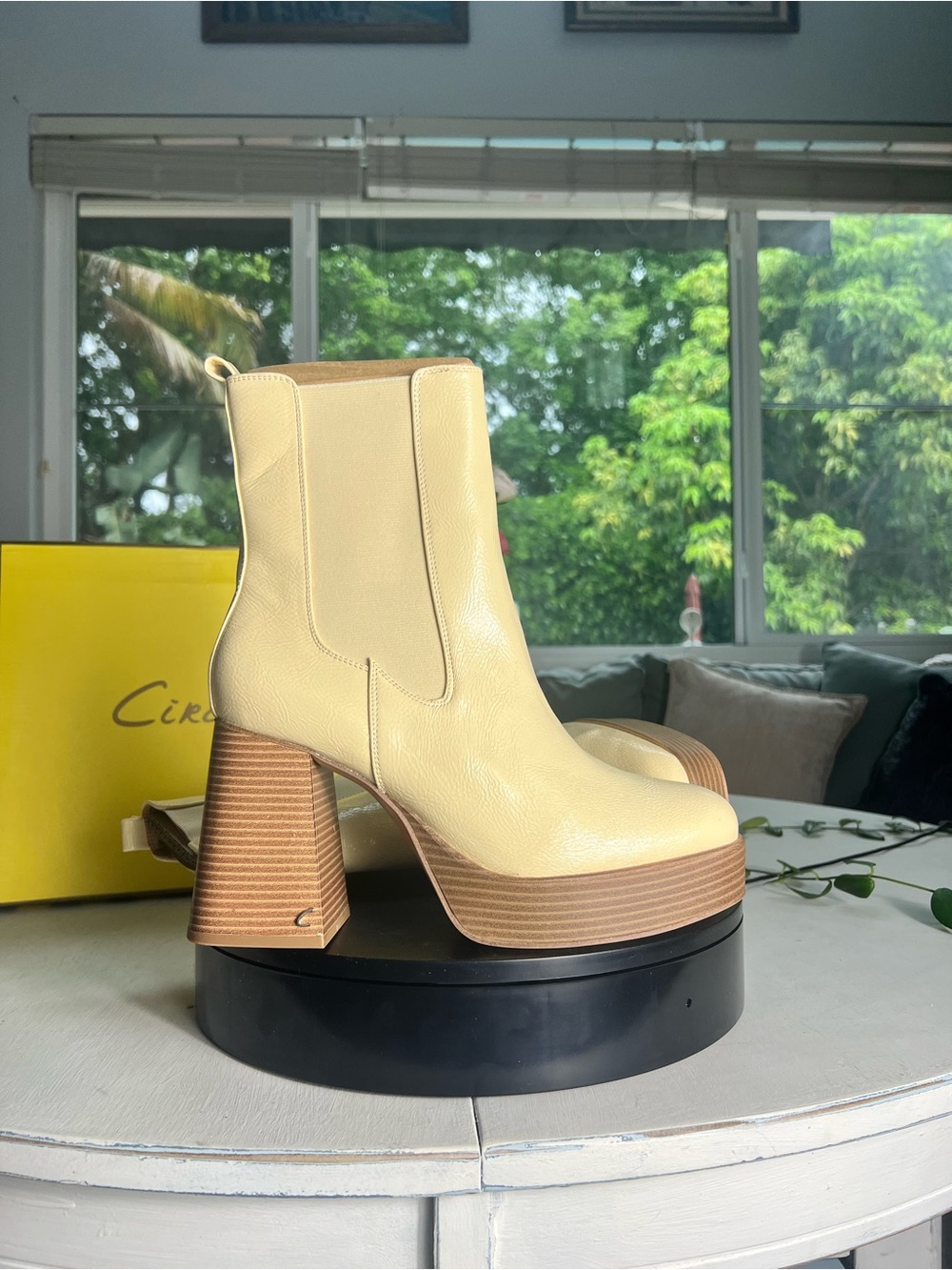 Circus by Sam Edelman Cream Platform Chelsea Booties